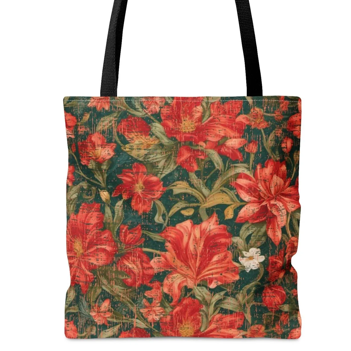 Medium Tote Bag with Christmas Botanical Pattern