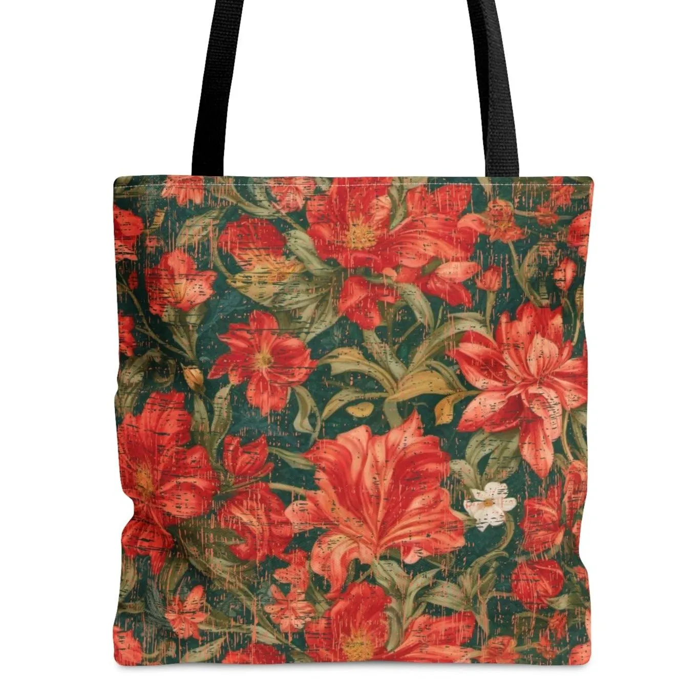 Medium Tote Bag with Christmas Botanical Pattern