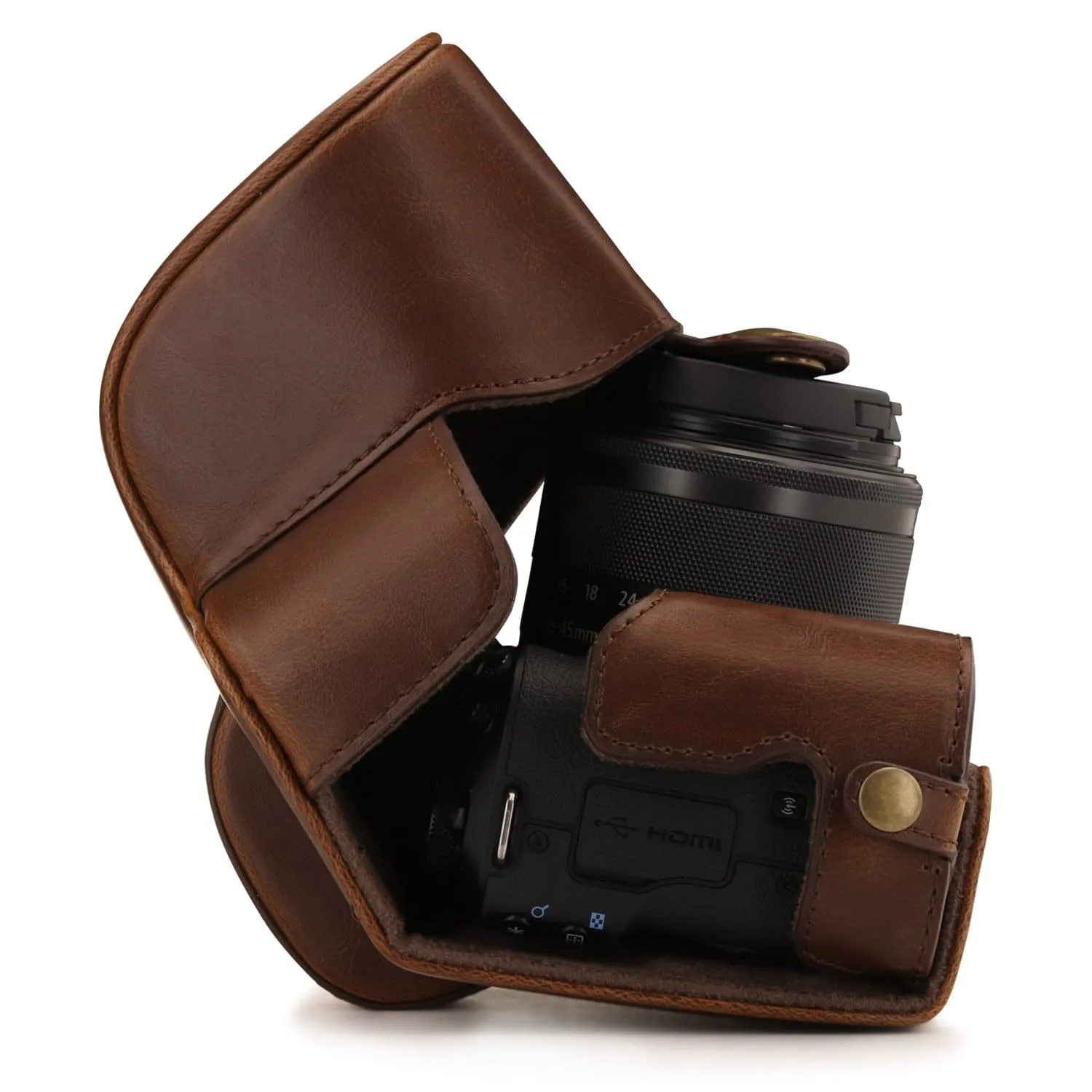 MegaGear Canon EOS M50 II, M50 (15-45mm) Ever Ready Leather Camera Case and Strap
