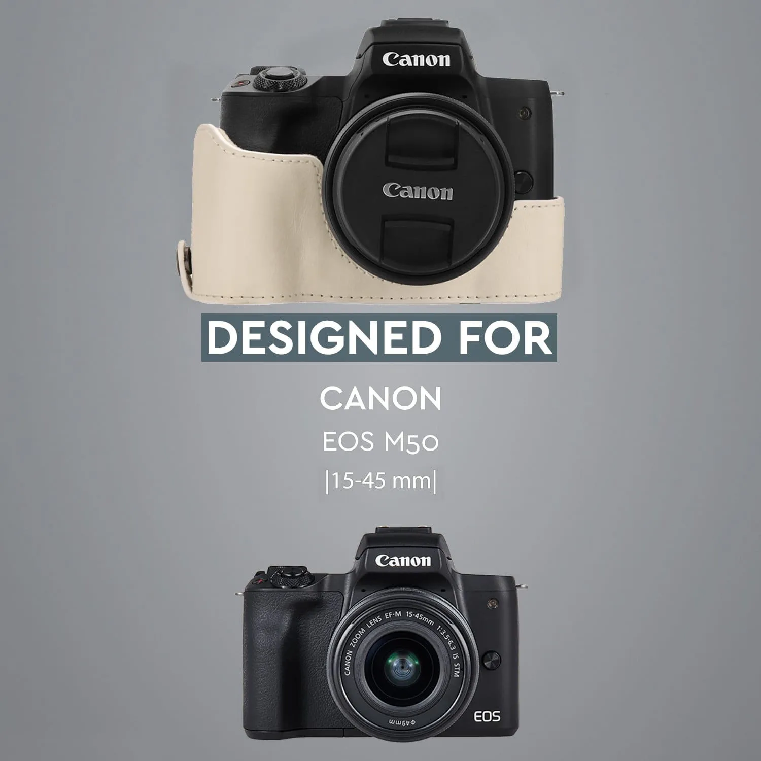 MegaGear Canon EOS M50 II, M50 (15-45mm) Ever Ready Leather Camera Case and Strap