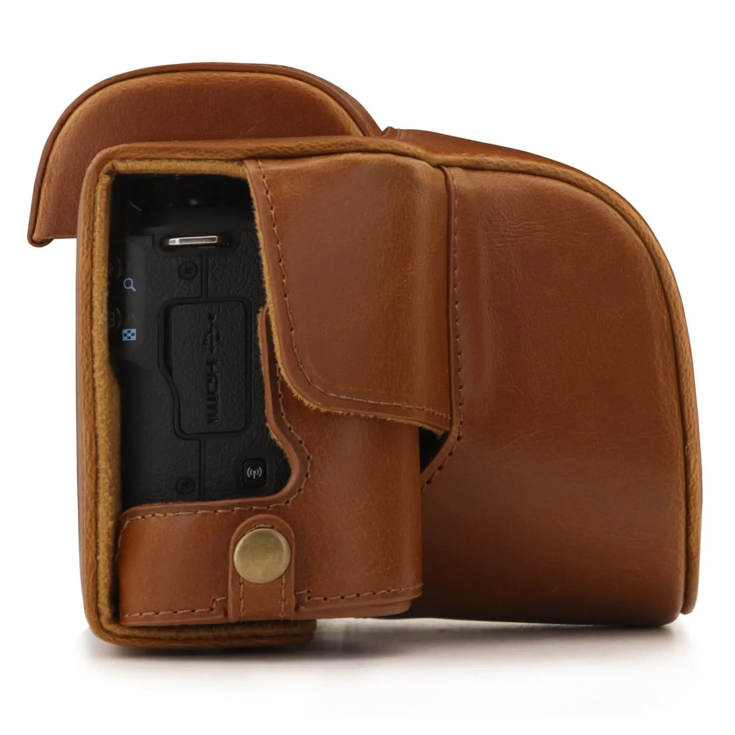 MegaGear Canon EOS M50 II, M50 (15-45mm) Ever Ready Leather Camera Case and Strap