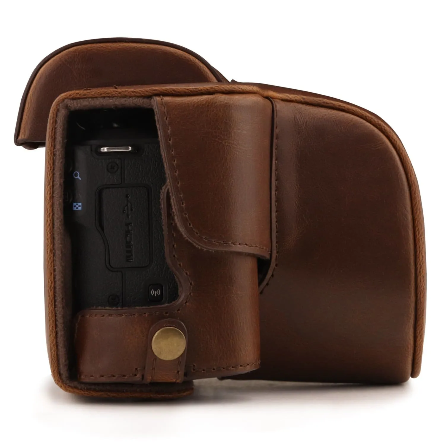 MegaGear Canon EOS M50 II, M50 (15-45mm) Ever Ready Leather Camera Case and Strap