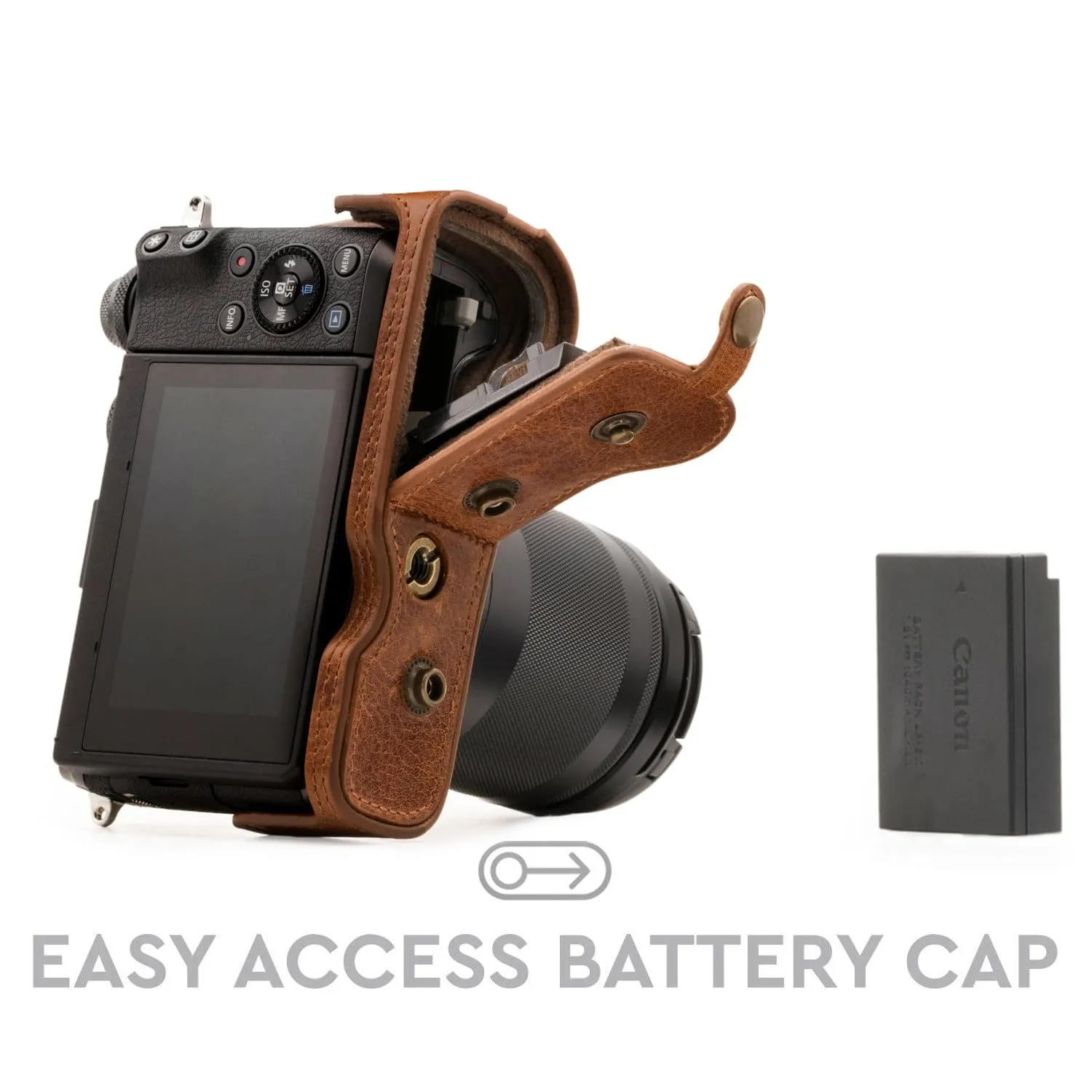 MegaGear Canon EOS M6 (18-150 mm) Ever Ready Top Grain Leather Camera Case and Strap