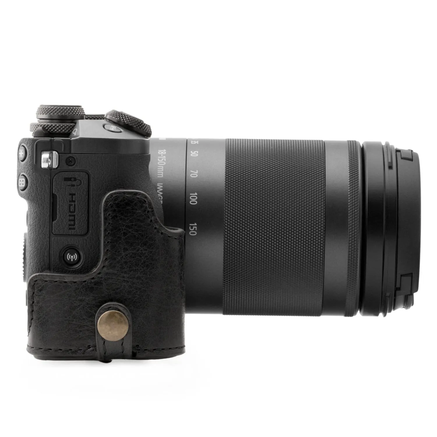 MegaGear Canon EOS M6 (18-150 mm) Ever Ready Top Grain Leather Camera Case and Strap
