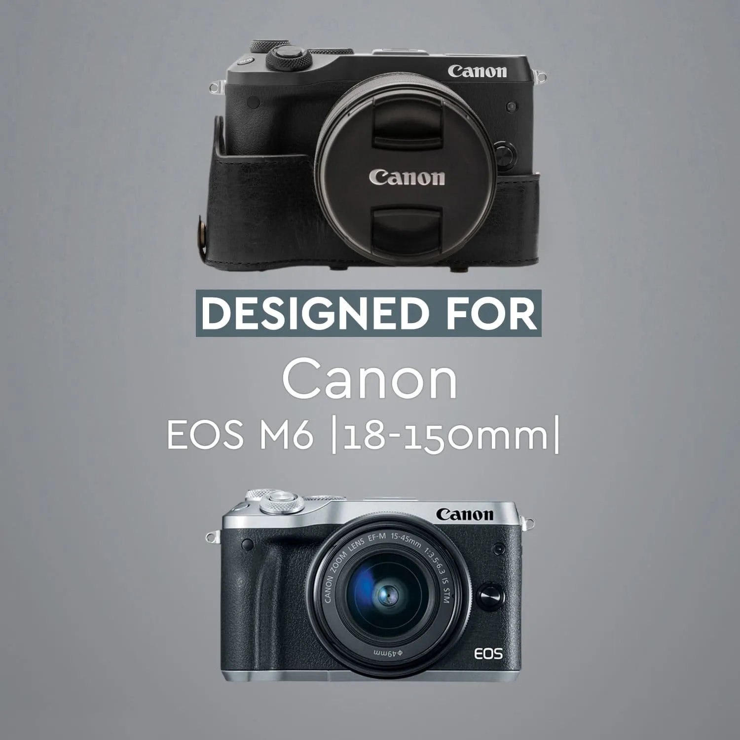 MegaGear Canon EOS M6 (18-150 mm) Ever Ready Top Grain Leather Camera Case and Strap
