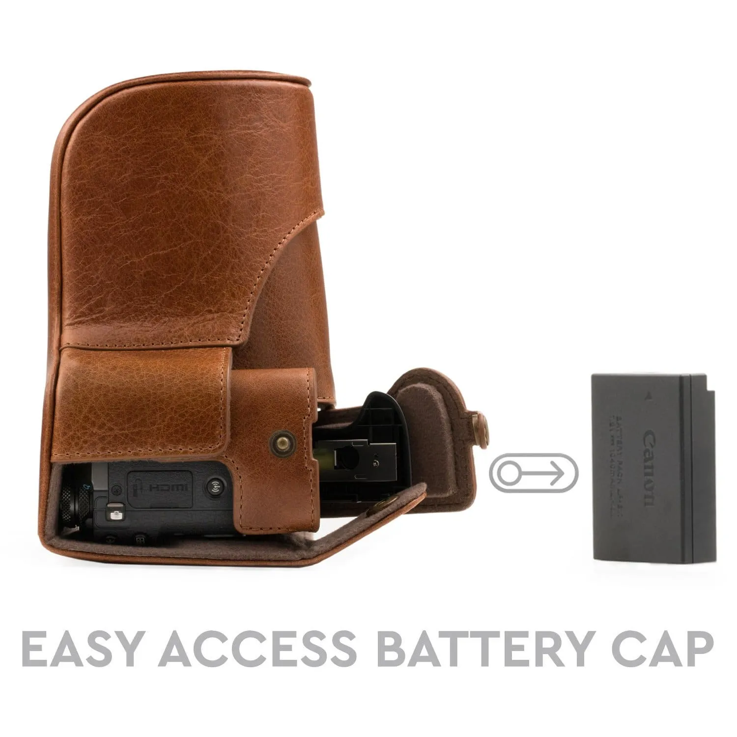 MegaGear Canon EOS M6 (18-150 mm) Ever Ready Top Grain Leather Camera Case and Strap