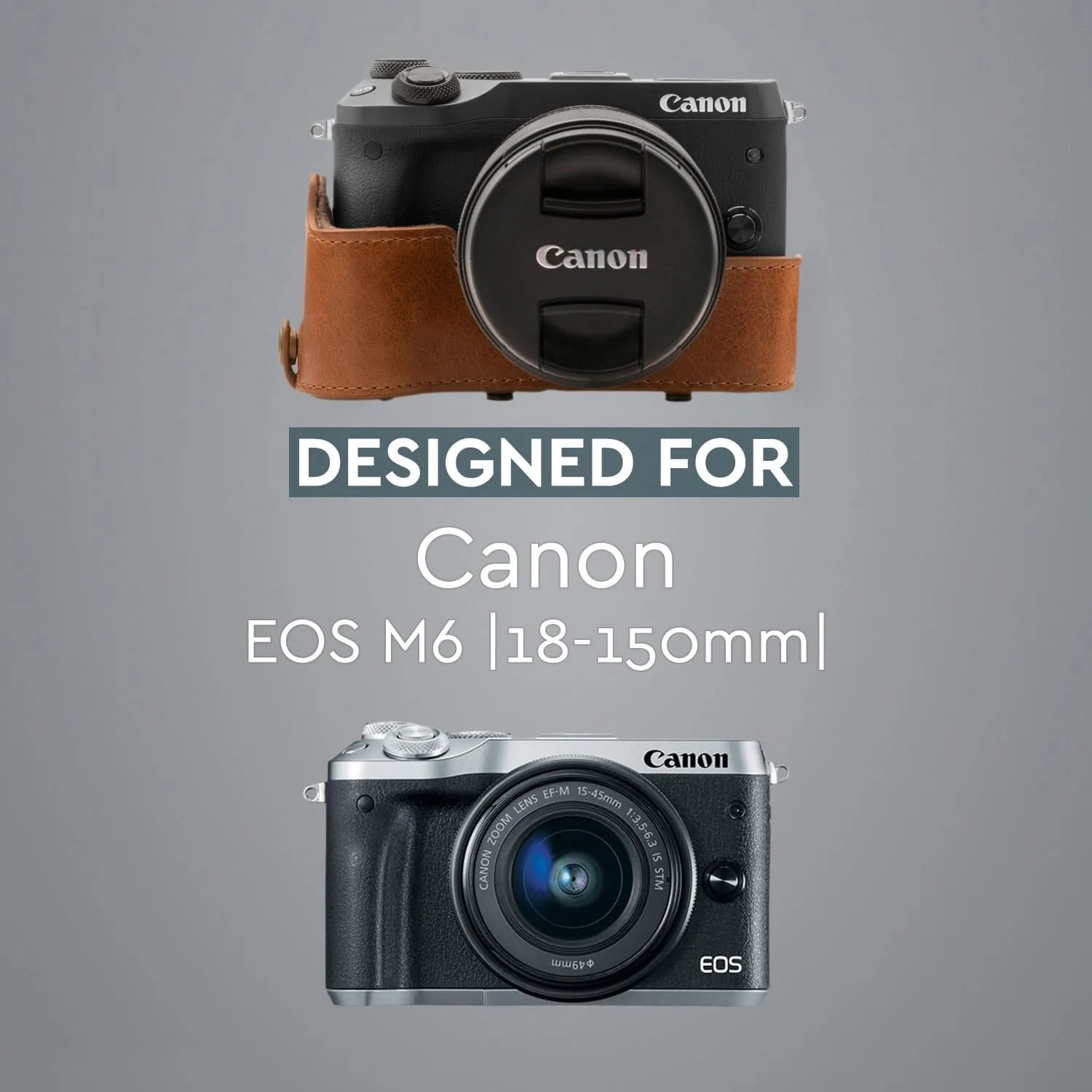 MegaGear Canon EOS M6 (18-150 mm) Ever Ready Top Grain Leather Camera Case and Strap