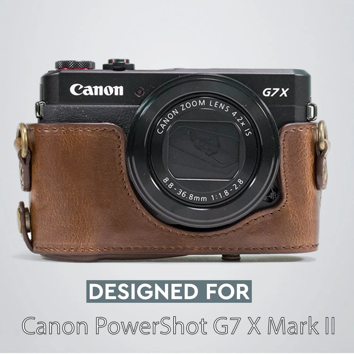 MegaGear Canon PowerShot G7 X Mark II Ever Ready Leather Camera Case and Strap, with Battery Access