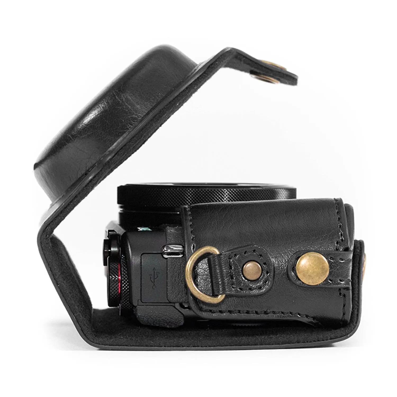 MegaGear Canon PowerShot G7 X Mark II Ever Ready Leather Camera Case and Strap, with Battery Access