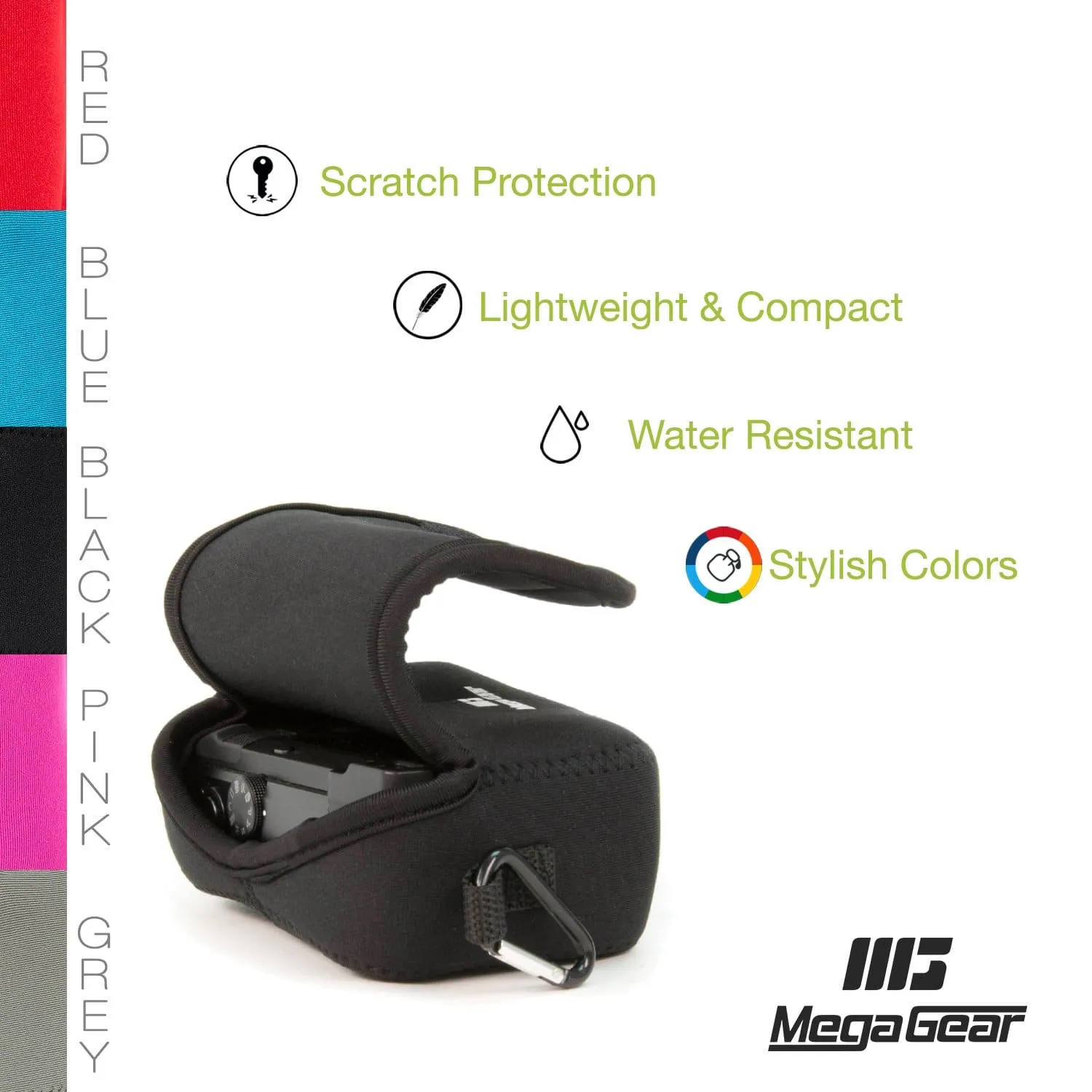 MegaGear Canon PowerShot G7 X Mark III, G7 X Mark II, G7 X Ultra Light Neoprene Camera Case with Carabiner