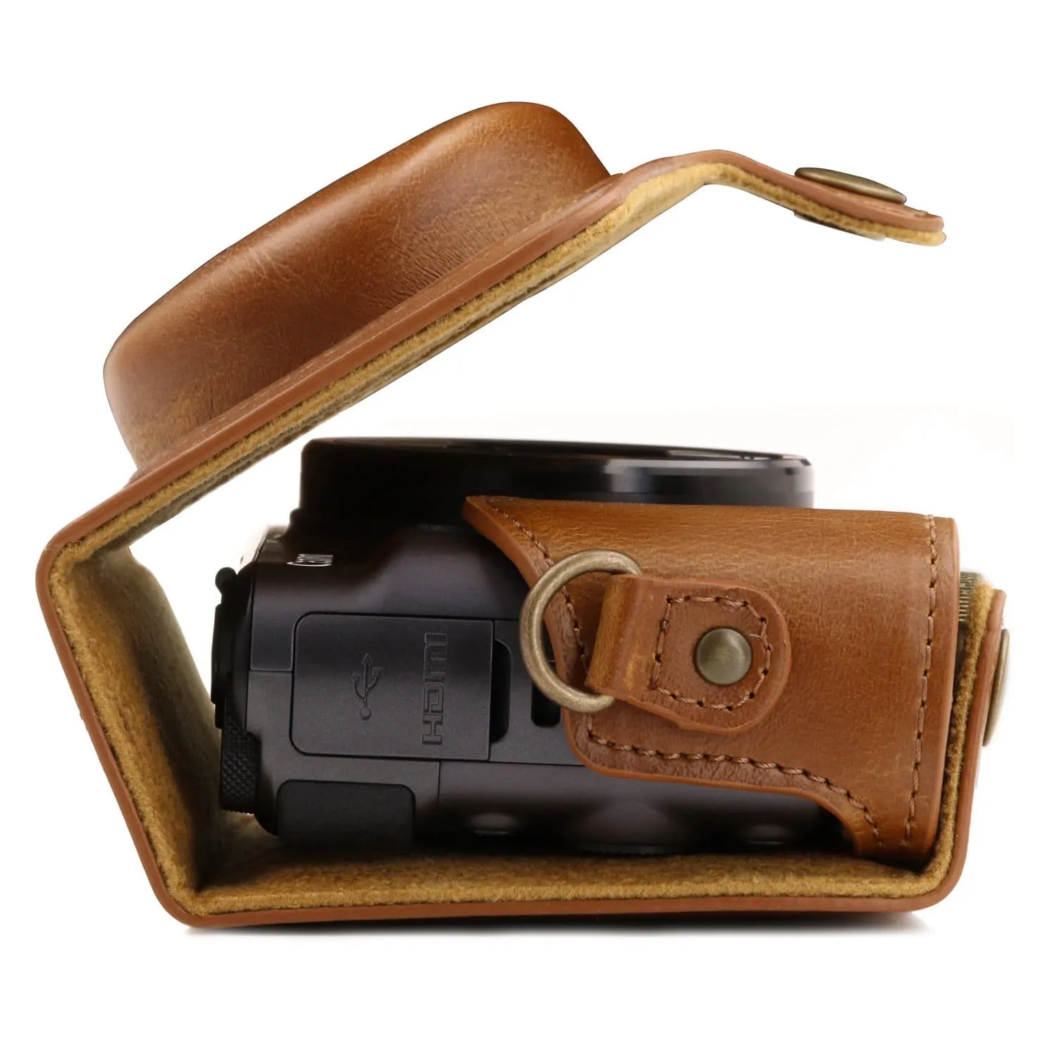 MegaGear Canon PowerShot SX740 HS, SX730 HS Ever Ready Leather Camera Case with Strap