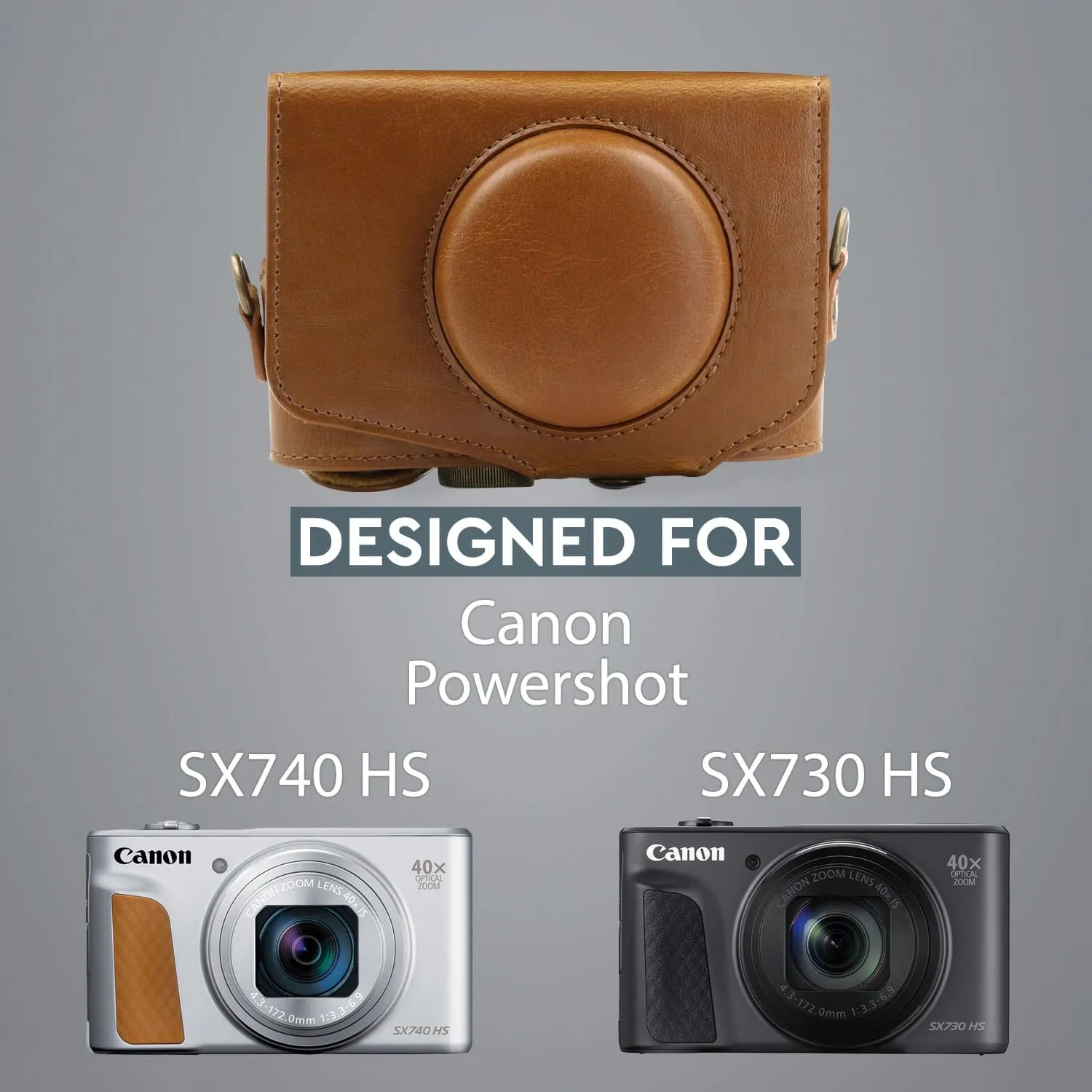MegaGear Canon PowerShot SX740 HS, SX730 HS Ever Ready Leather Camera Case with Strap