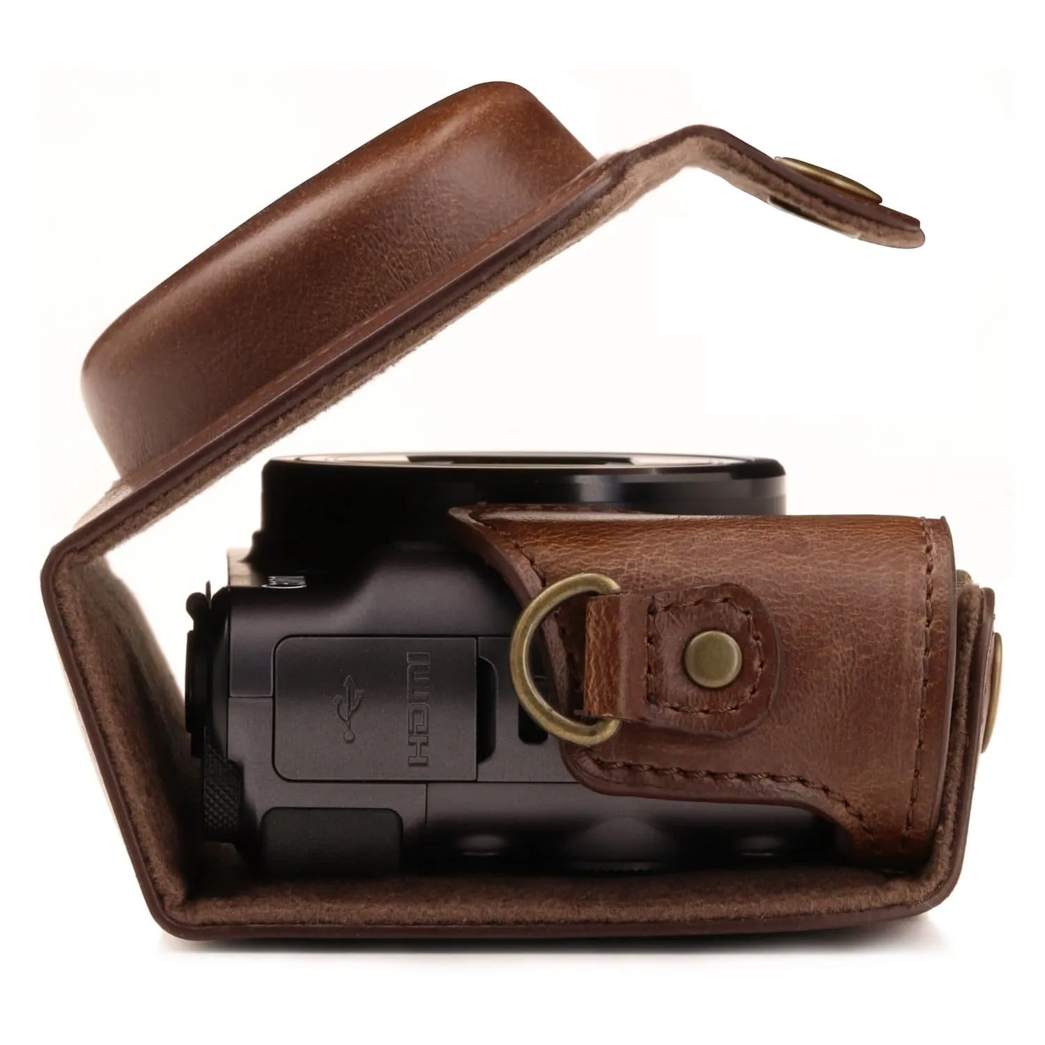 MegaGear Canon PowerShot SX740 HS, SX730 HS Ever Ready Leather Camera Case with Strap