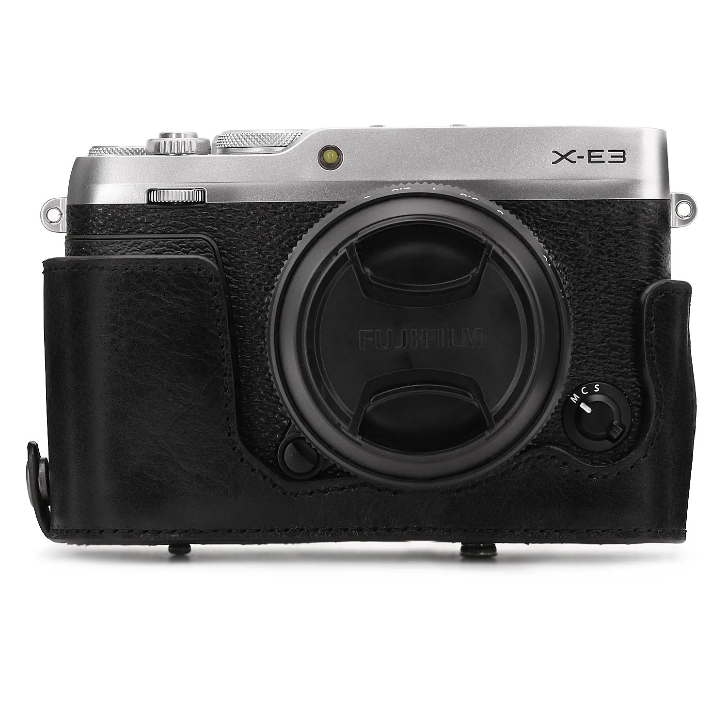 MegaGear Fujifilm X-E3 (23mm & 18-55mm) Ever Ready Top Grain Leather Camera Case and Strap