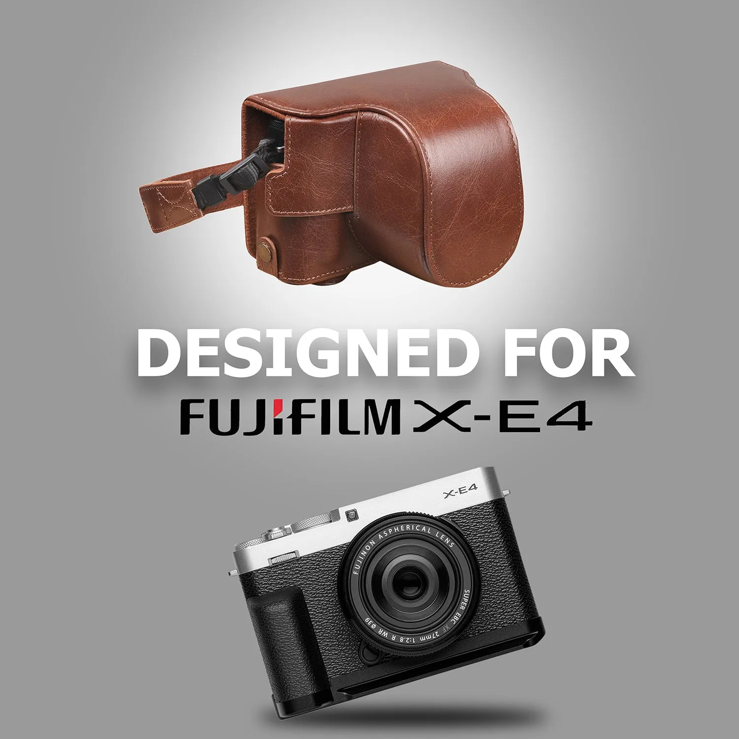 MegaGear Fujifilm X-E4 (XF 27mm f/2.8 R WR Lens) Ever Ready Genuine Leather Camera Case