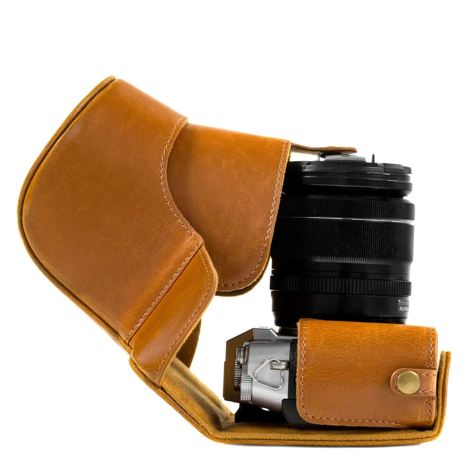 MegaGear Fujifilm X-T30, X-T20, X-T10 (16-50mm/18-55mm Lenses) Ever Ready Leather Camera Case and Strap