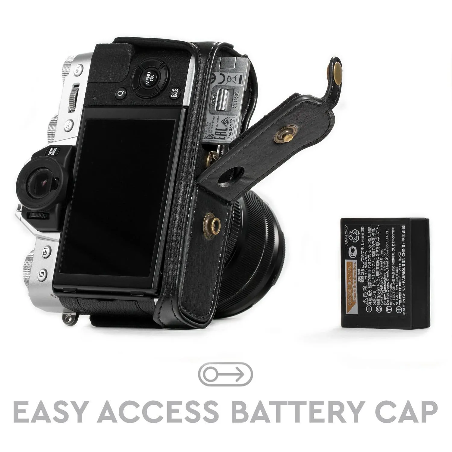 MegaGear Fujifilm X-T30, X-T20, X-T10 (16-50mm/18-55mm Lenses) Ever Ready Leather Camera Case and Strap