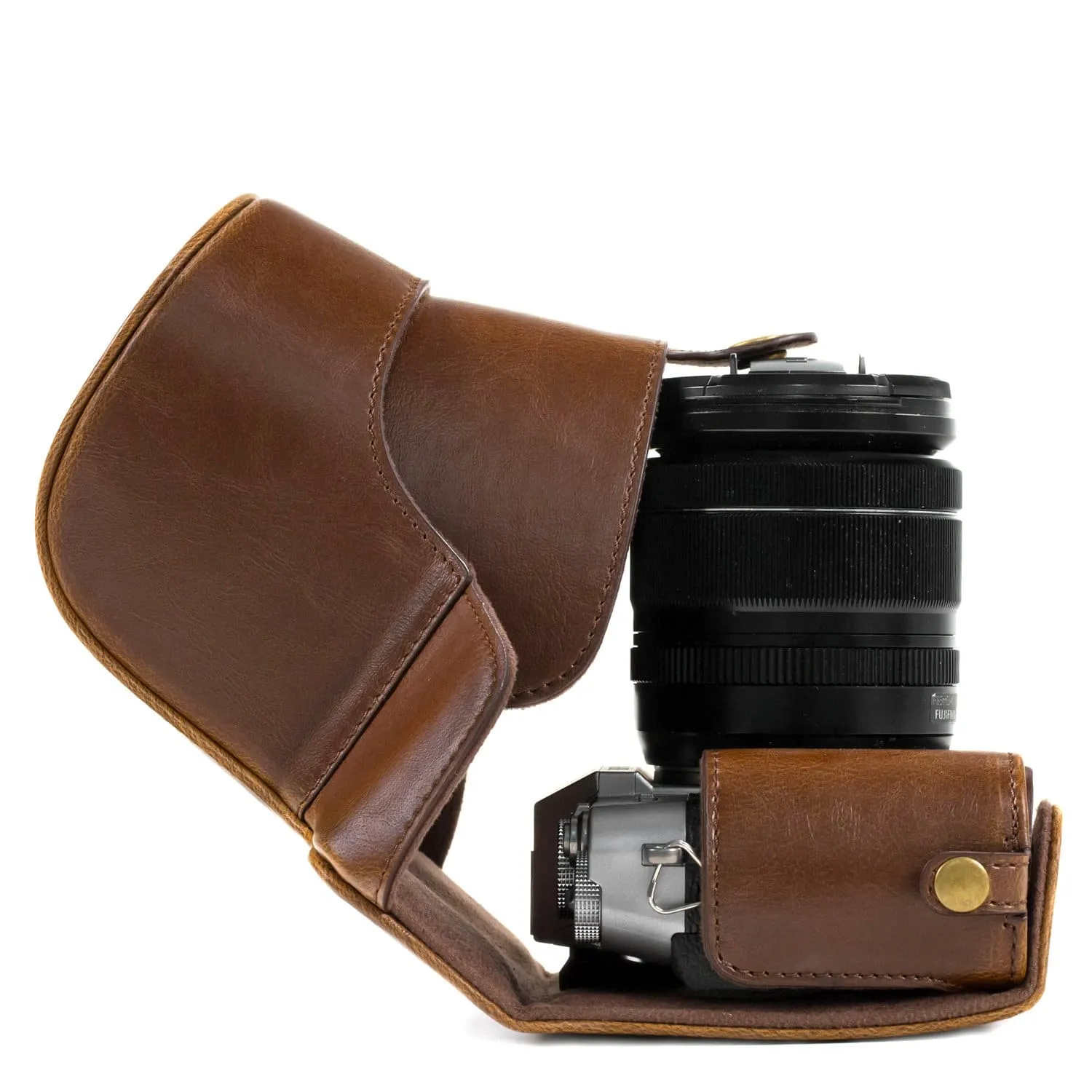 MegaGear Fujifilm X-T30, X-T20, X-T10 (16-50mm/18-55mm Lenses) Ever Ready Leather Camera Case and Strap