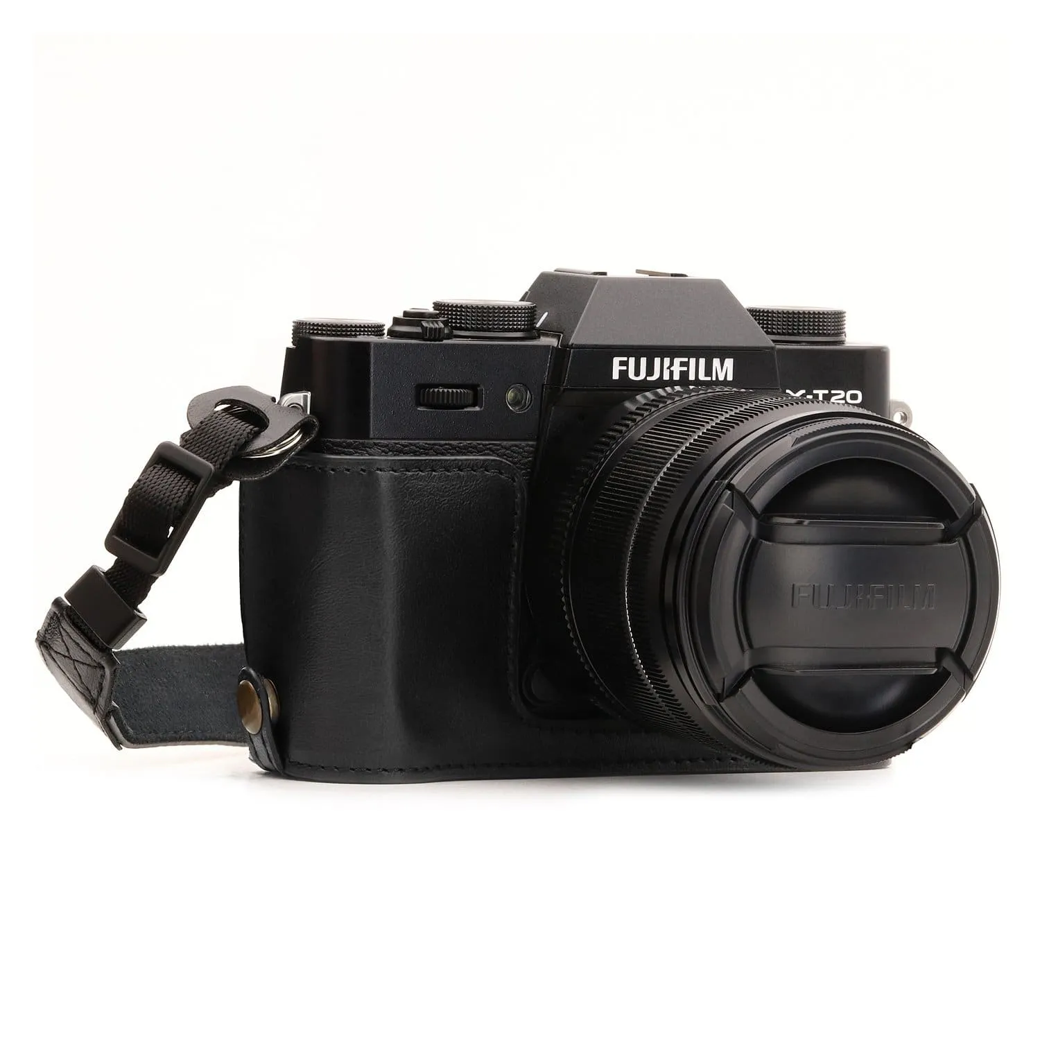 MegaGear Fujifilm X-T30, X-T20, X-T10 Ever Ready Leather Camera Half Case and Strap