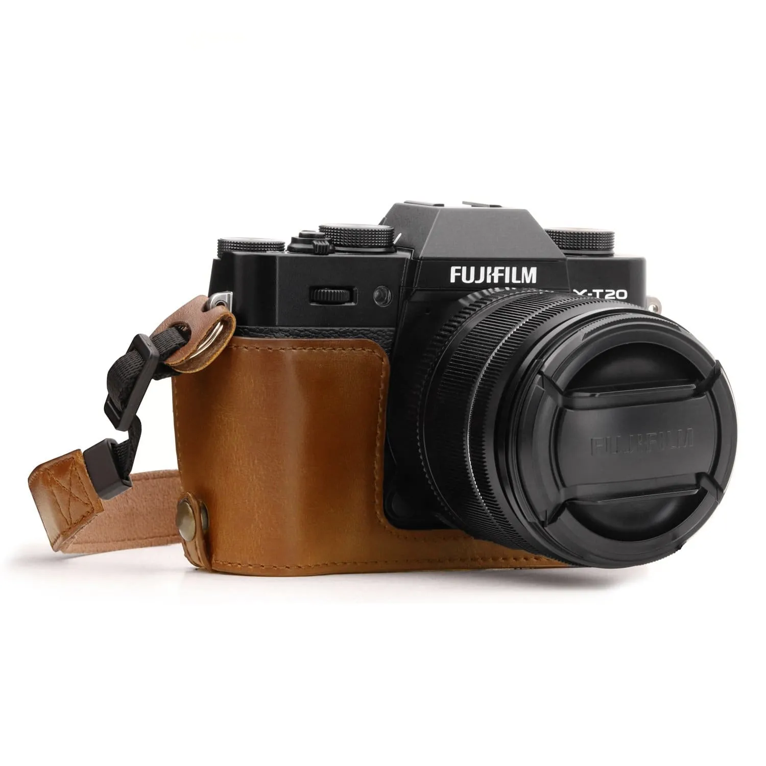 MegaGear Fujifilm X-T30, X-T20, X-T10 Ever Ready Leather Camera Half Case and Strap