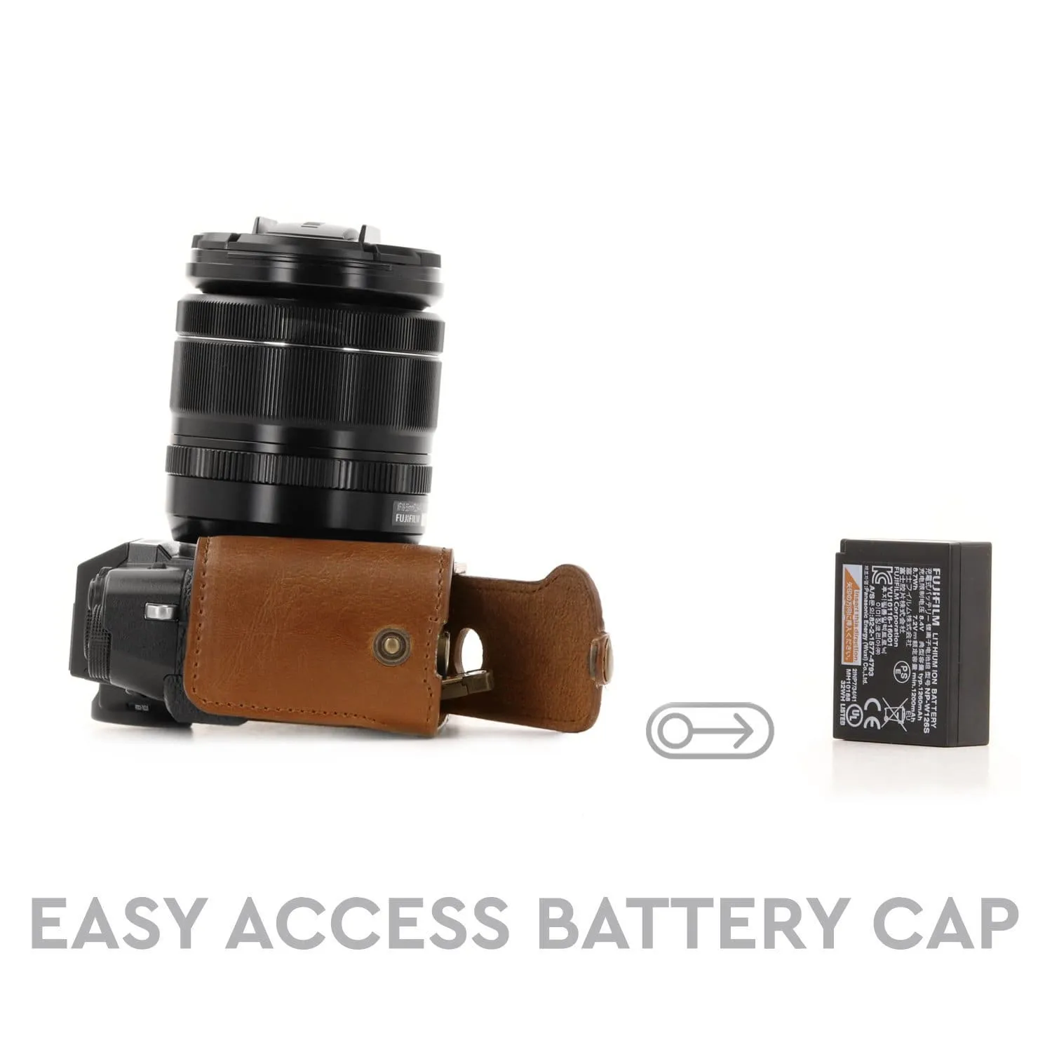 MegaGear Fujifilm X-T30, X-T20, X-T10 Ever Ready Leather Camera Half Case and Strap