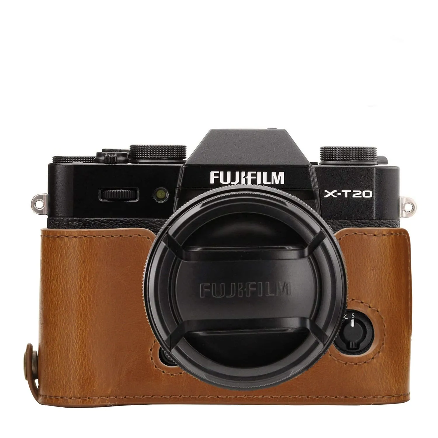 MegaGear Fujifilm X-T30, X-T20, X-T10 Ever Ready Leather Camera Half Case and Strap