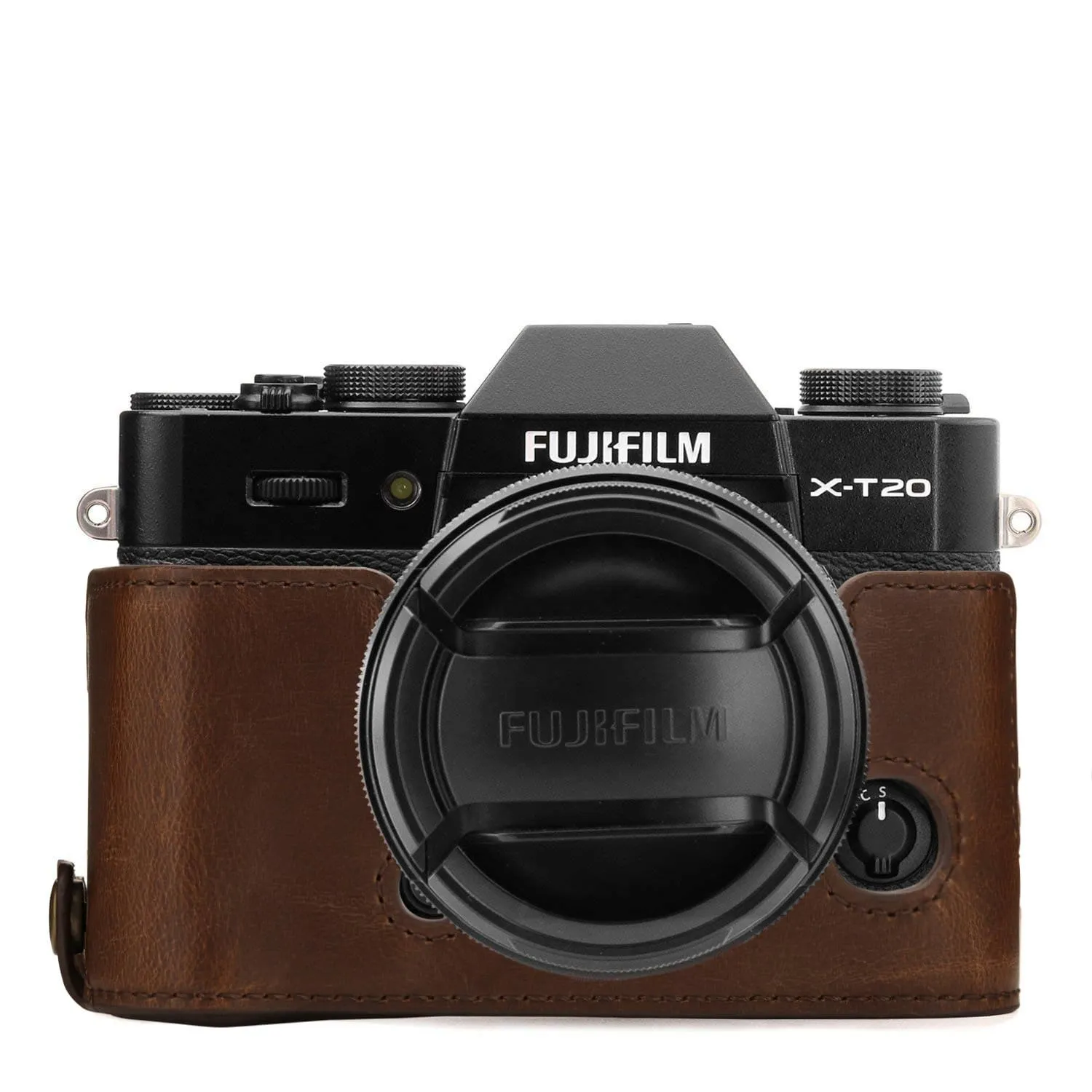 MegaGear Fujifilm X-T30, X-T20, X-T10 Ever Ready Leather Camera Half Case and Strap