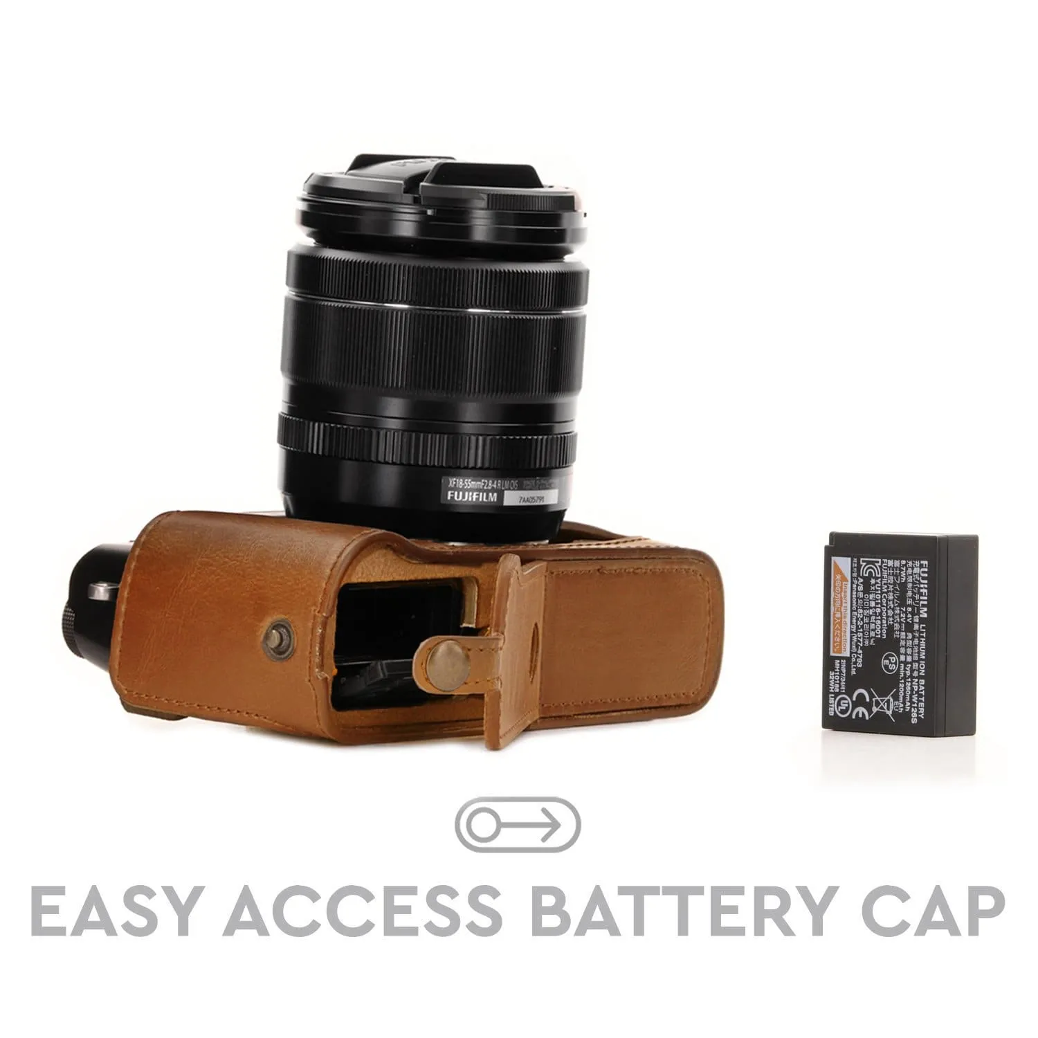 MegaGear Fujifilm X-T30, X-T20, X-T10 Ever Ready Leather Camera Half Case and Strap