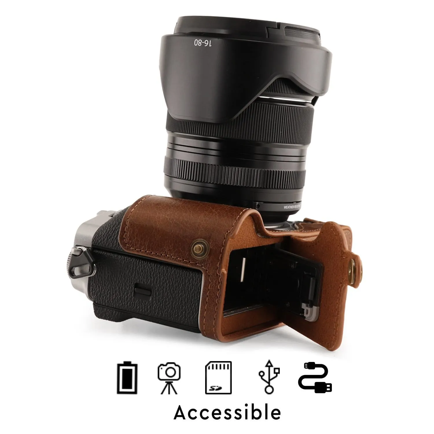 MegaGear Fujifilm X-T4 Ever Ready Top Grain Leather Camera Half Case