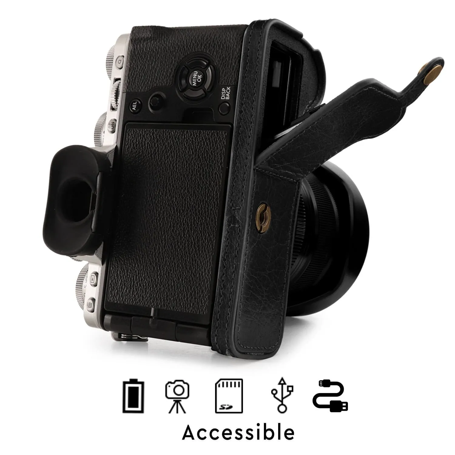 MegaGear Fujifilm X-T4 Ever Ready Top Grain Leather Camera Half Case