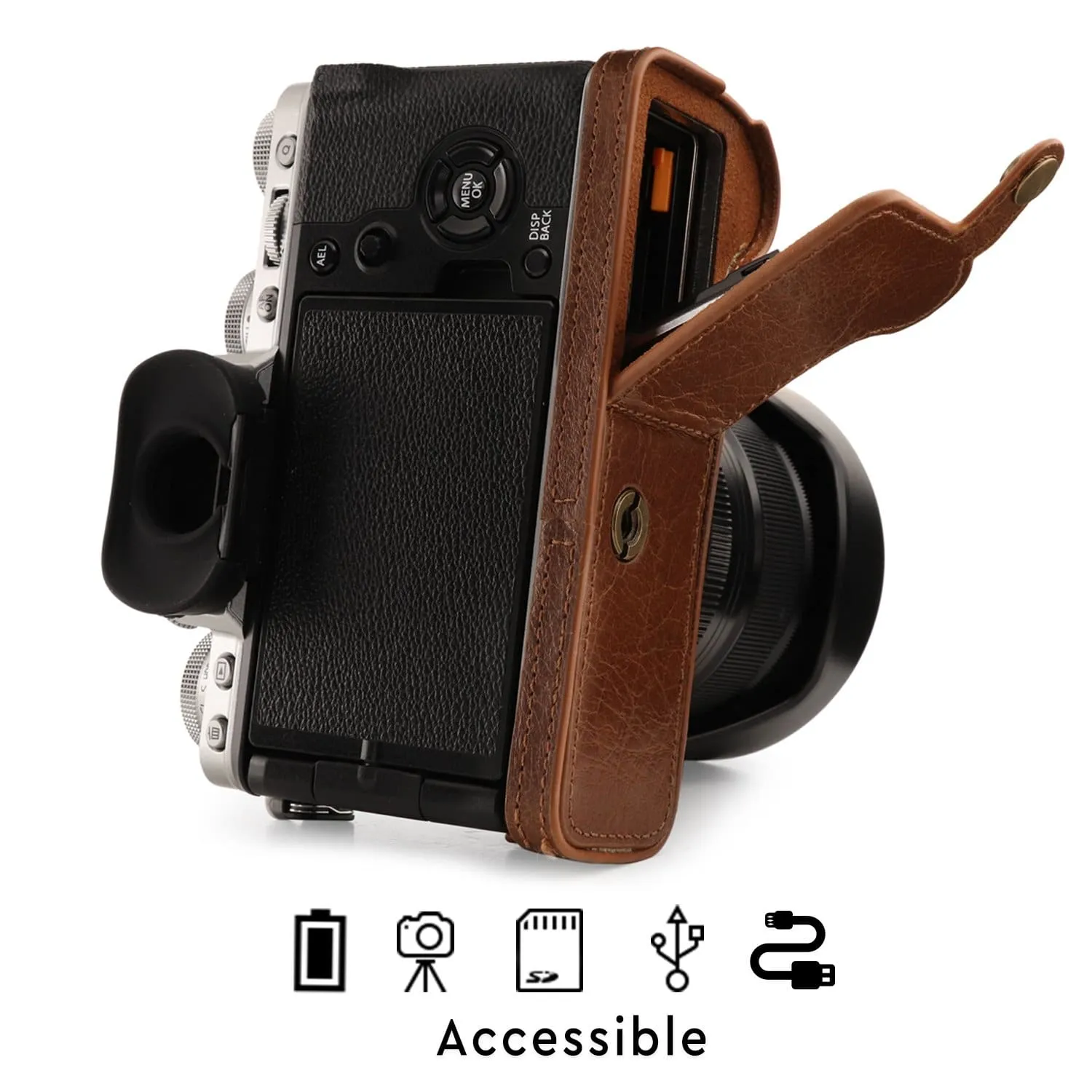 MegaGear Fujifilm X-T4 Ever Ready Top Grain Leather Camera Half Case