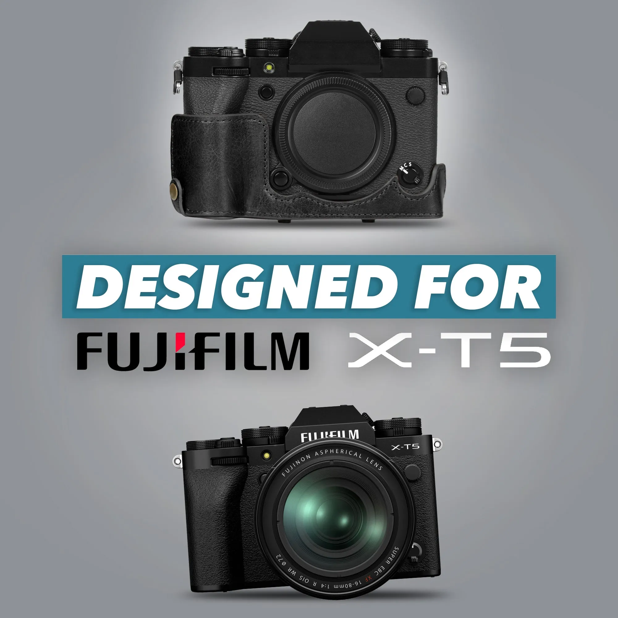MegaGear Fujifilm X-T5 (16-80 mm) Ever Ready Genuine Leather Camera Case