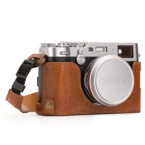 MegaGear Fujifilm X100F Ever Ready Top Grain Leather Camera Half Case and Strap