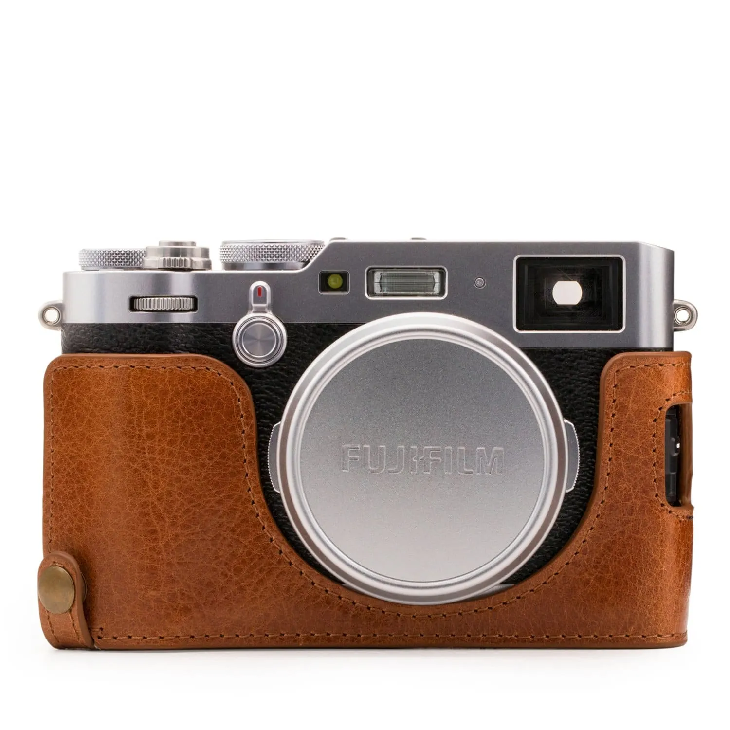 MegaGear Fujifilm X100F Ever Ready Top Grain Leather Camera Half Case and Strap