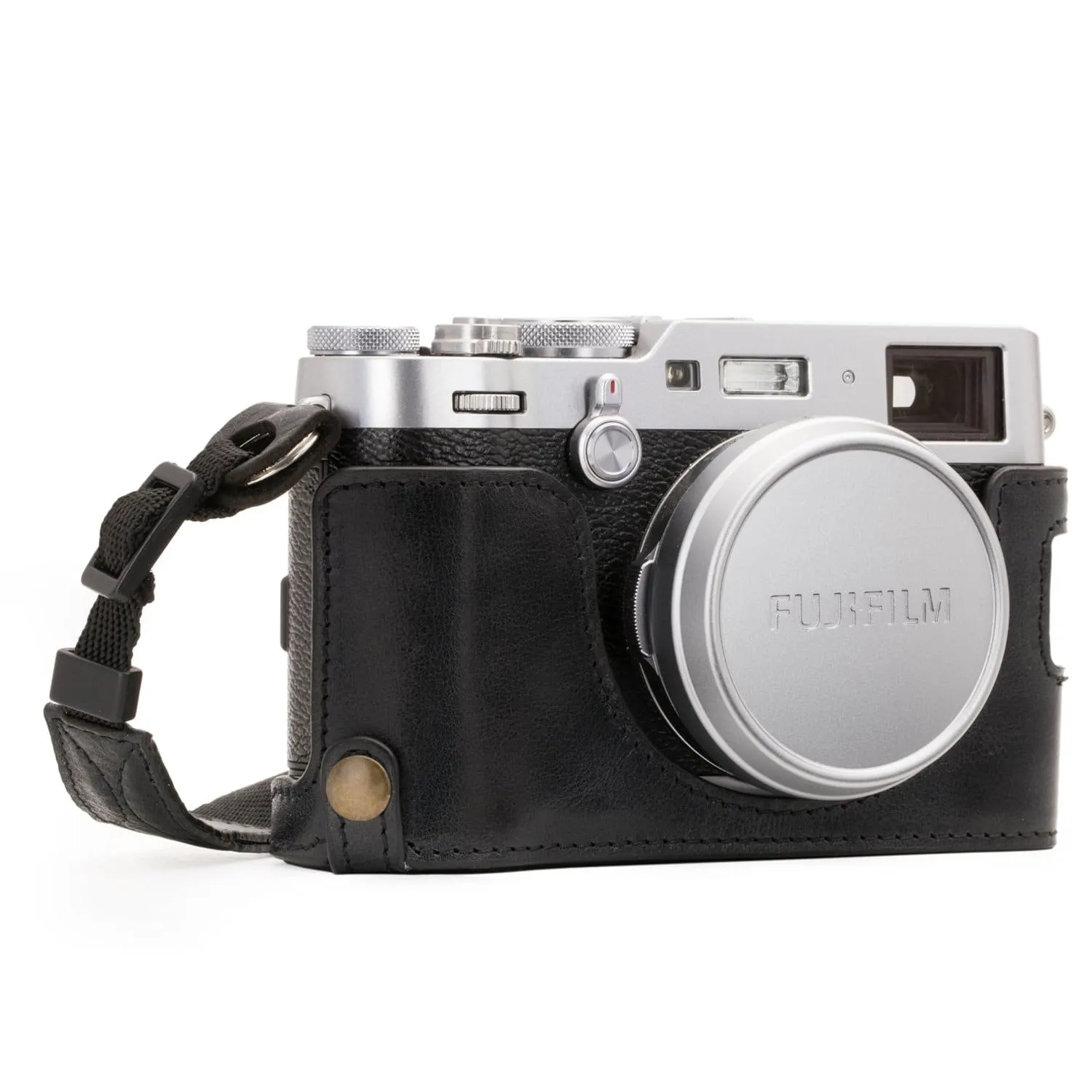 MegaGear Fujifilm X100F Ever Ready Top Grain Leather Camera Half Case and Strap