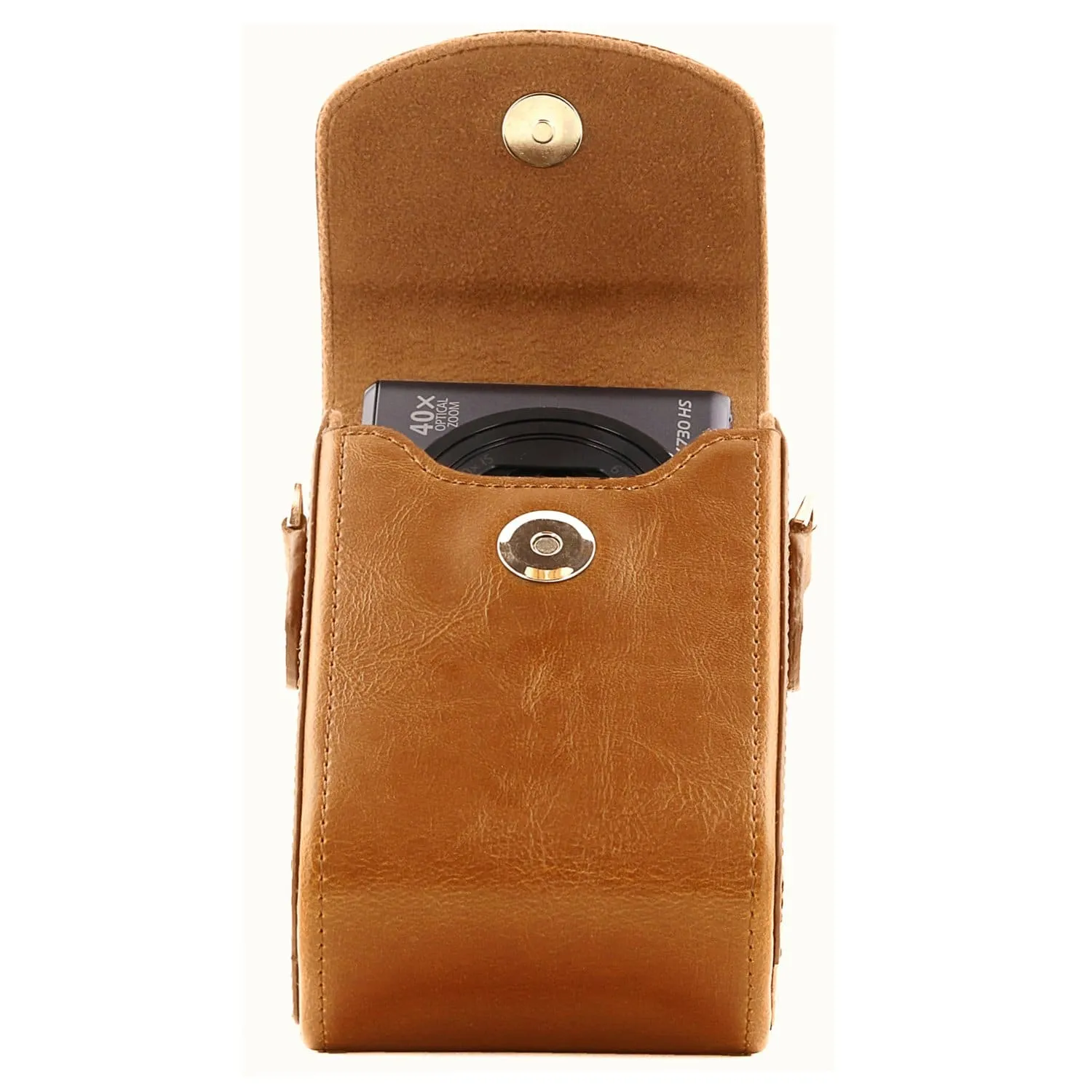 MegaGear Leica C-Lux, Panasonic Lumix DC-ZS200, DC-TZ200 Leather Camera Case with Strap