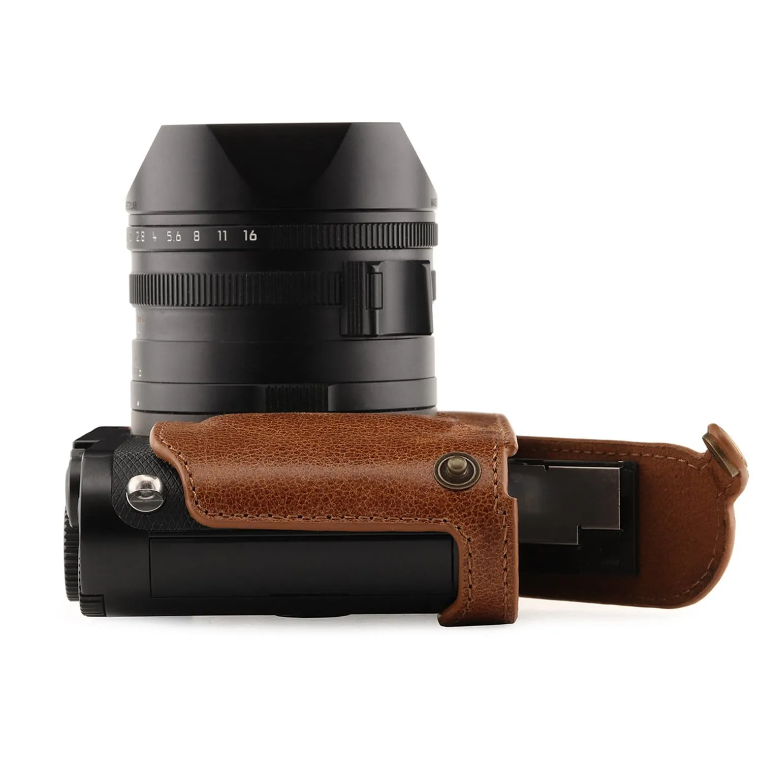 MegaGear Leica Q-P, Q (Typ 116) Top Grain Leather Camera Half Case and Strap