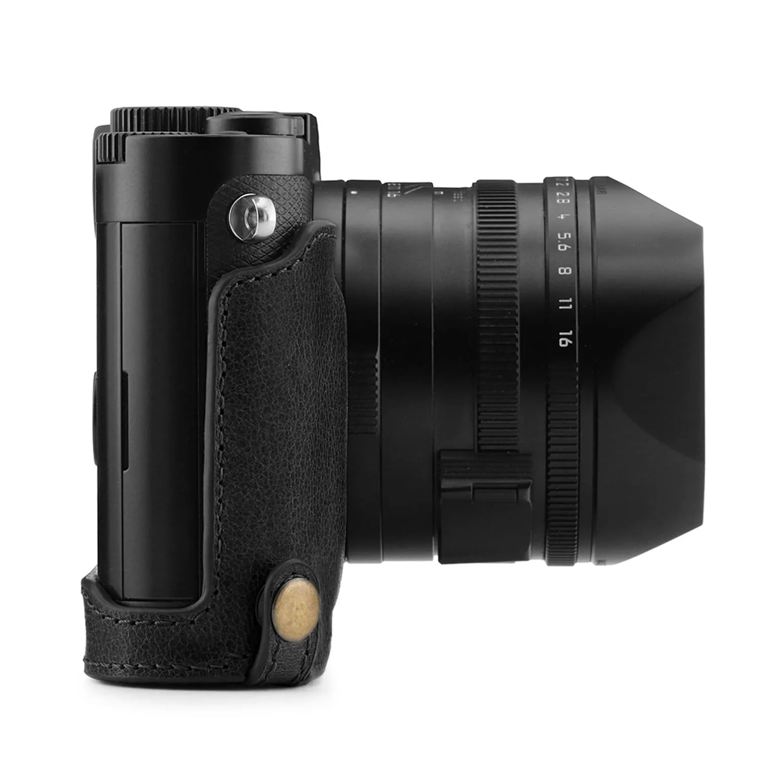 MegaGear Leica Q-P, Q (Typ 116) Top Grain Leather Camera Half Case and Strap