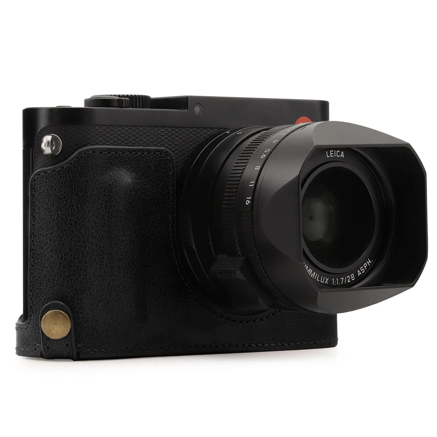 MegaGear Leica Q-P, Q (Typ 116) Top Grain Leather Camera Half Case and Strap
