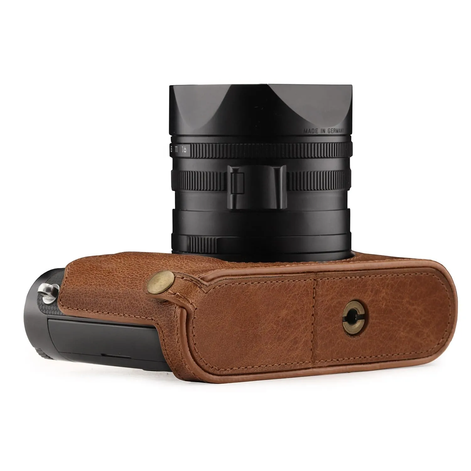 MegaGear Leica Q-P, Q (Typ 116) Top Grain Leather Camera Half Case and Strap