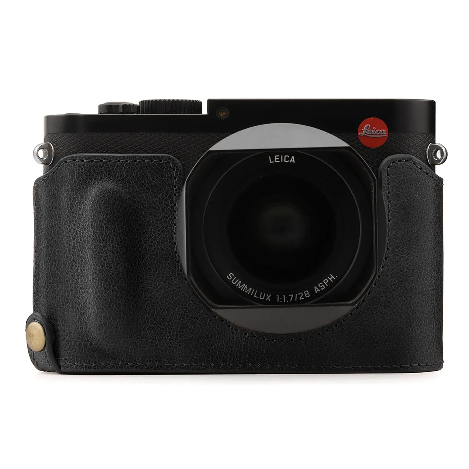 MegaGear Leica Q-P, Q (Typ 116) Top Grain Leather Camera Half Case and Strap