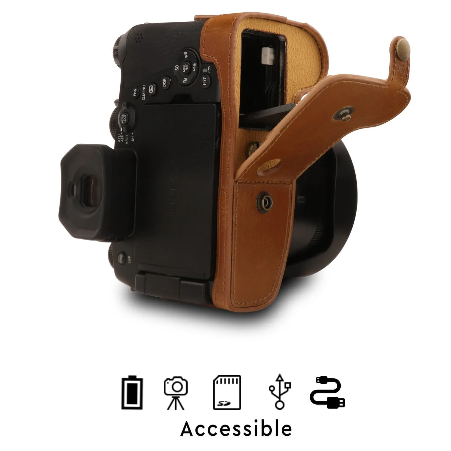 MegaGear Leica V-Lux 5, Panasonic Lumix DC-FZ1000 II Ever Ready Leather Camera Case