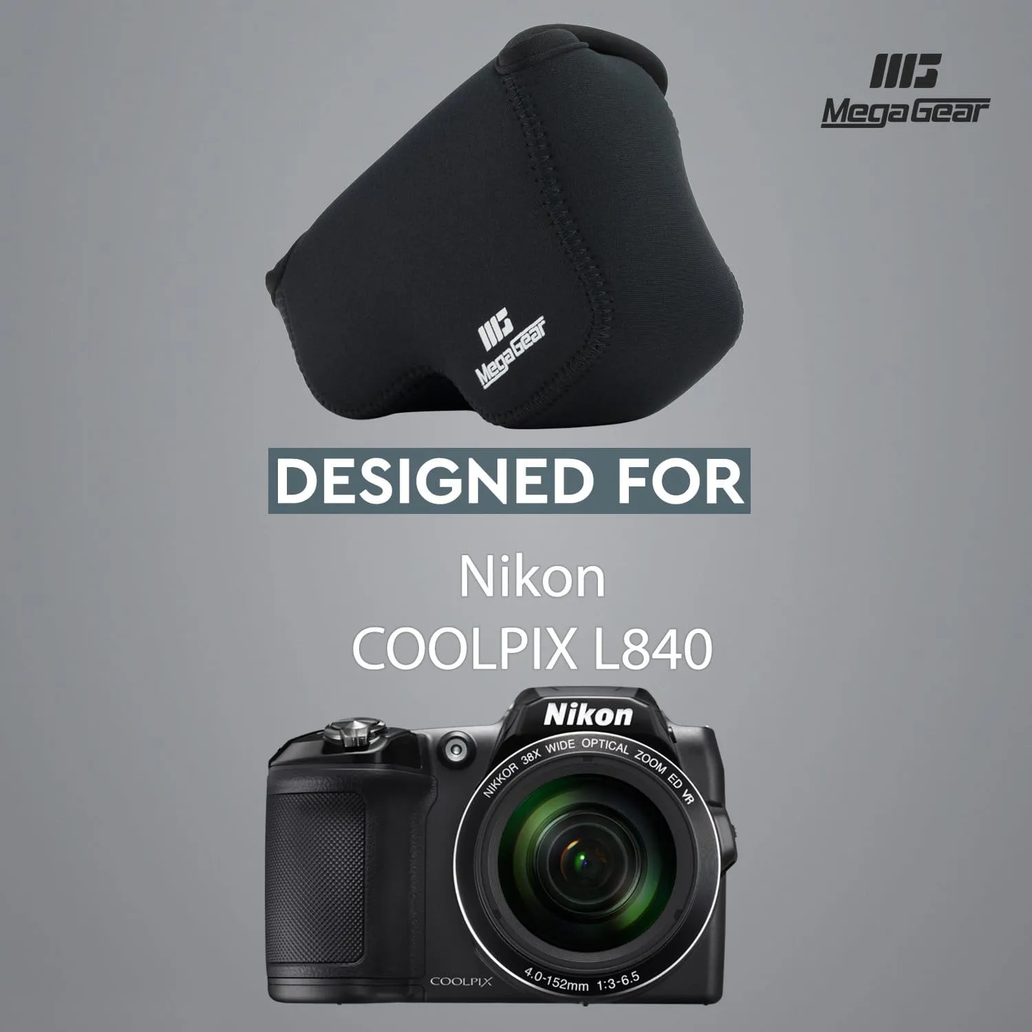 MegaGear Nikon Coolpix L840 Ultra Light Neoprene Camera Case, with Carabiner