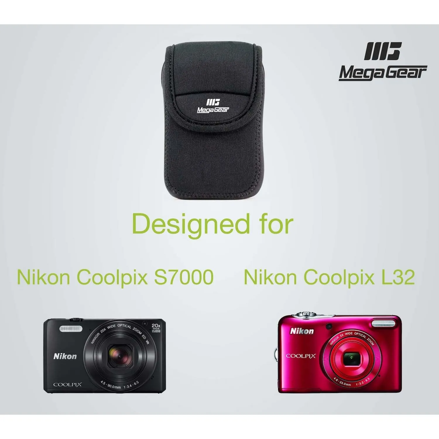 MegaGear Nikon Coolpix S7000, L32 Ultra Light Neoprene Camera Case, with Carabiner