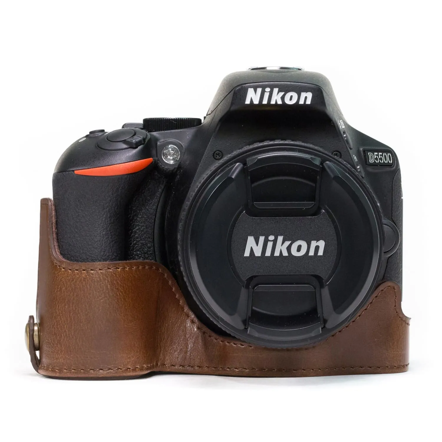 MegaGear Nikon D5600, D5500 Ever Ready Leather Camera Half Case and Strap
