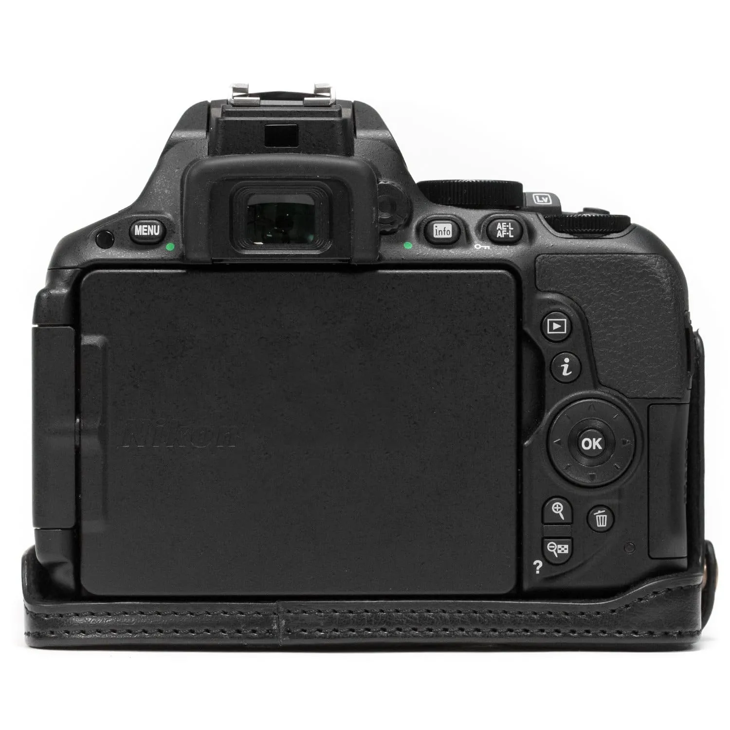 MegaGear Nikon D5600, D5500 Ever Ready Leather Camera Half Case and Strap