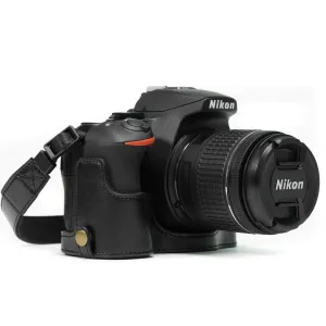 MegaGear Nikon D5600, D5500 Ever Ready Leather Camera Half Case and Strap