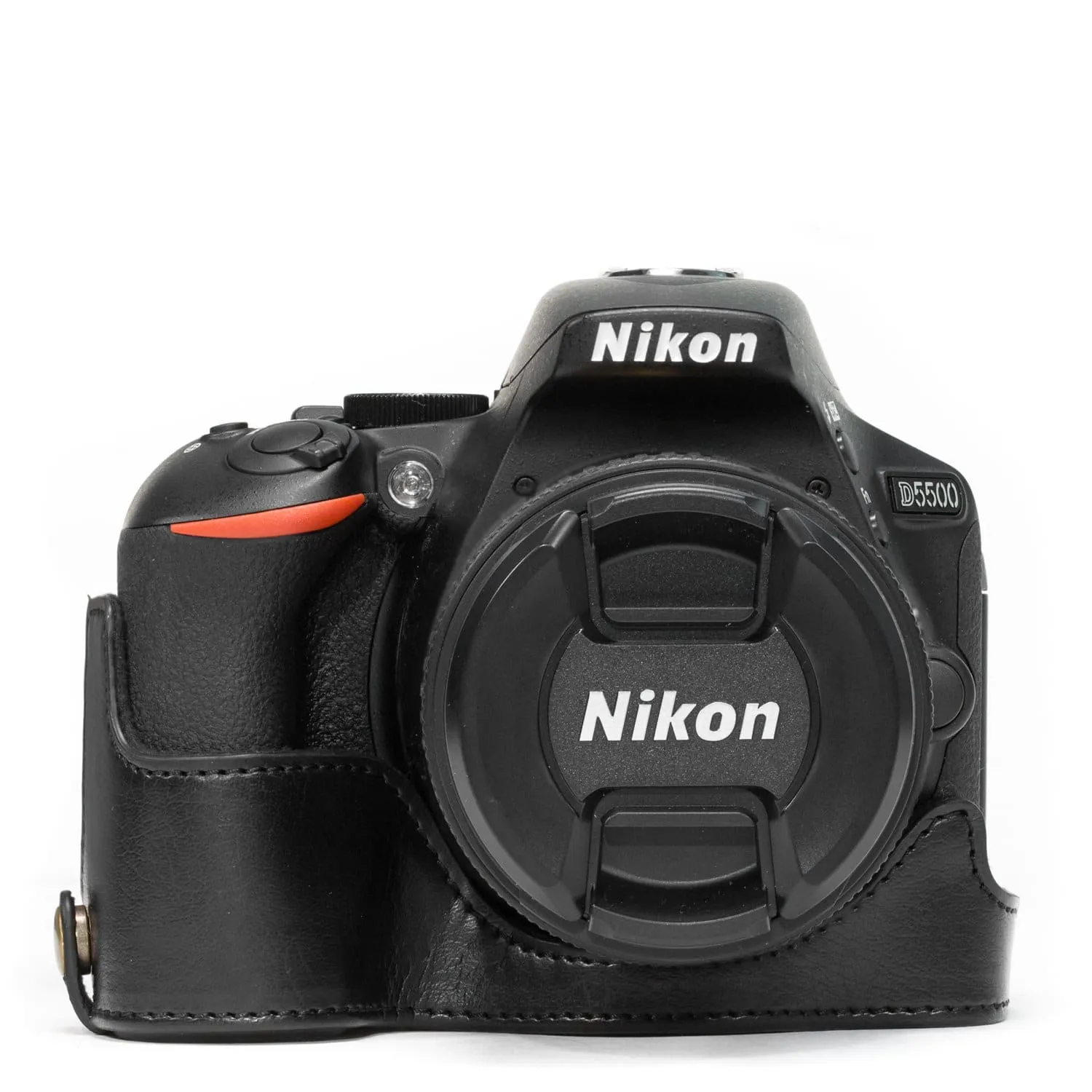MegaGear Nikon D5600, D5500 Ever Ready Leather Camera Half Case and Strap