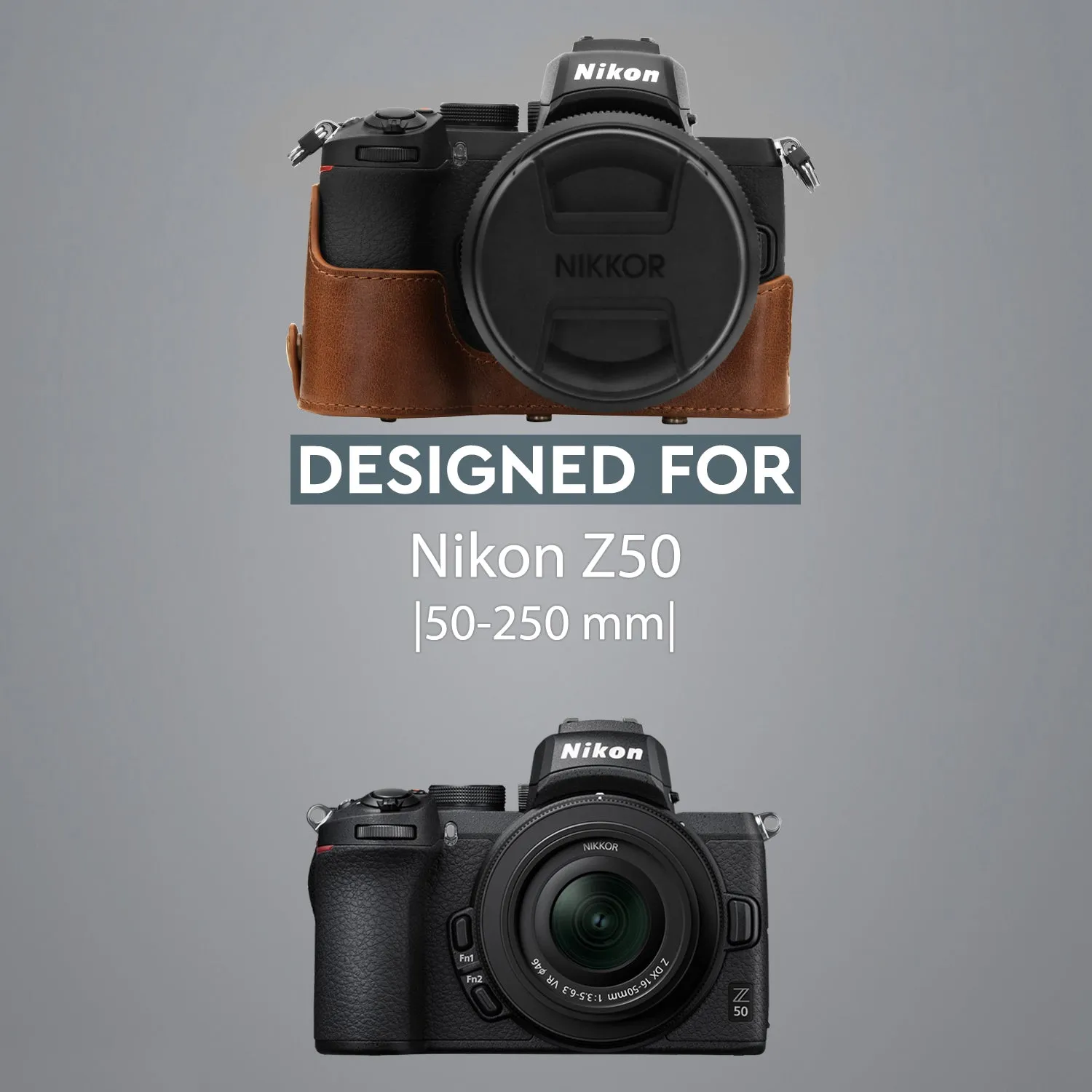 MegaGear Nikon Z50 (50-250mm) Ever Ready Top Grain Leather Camera Case