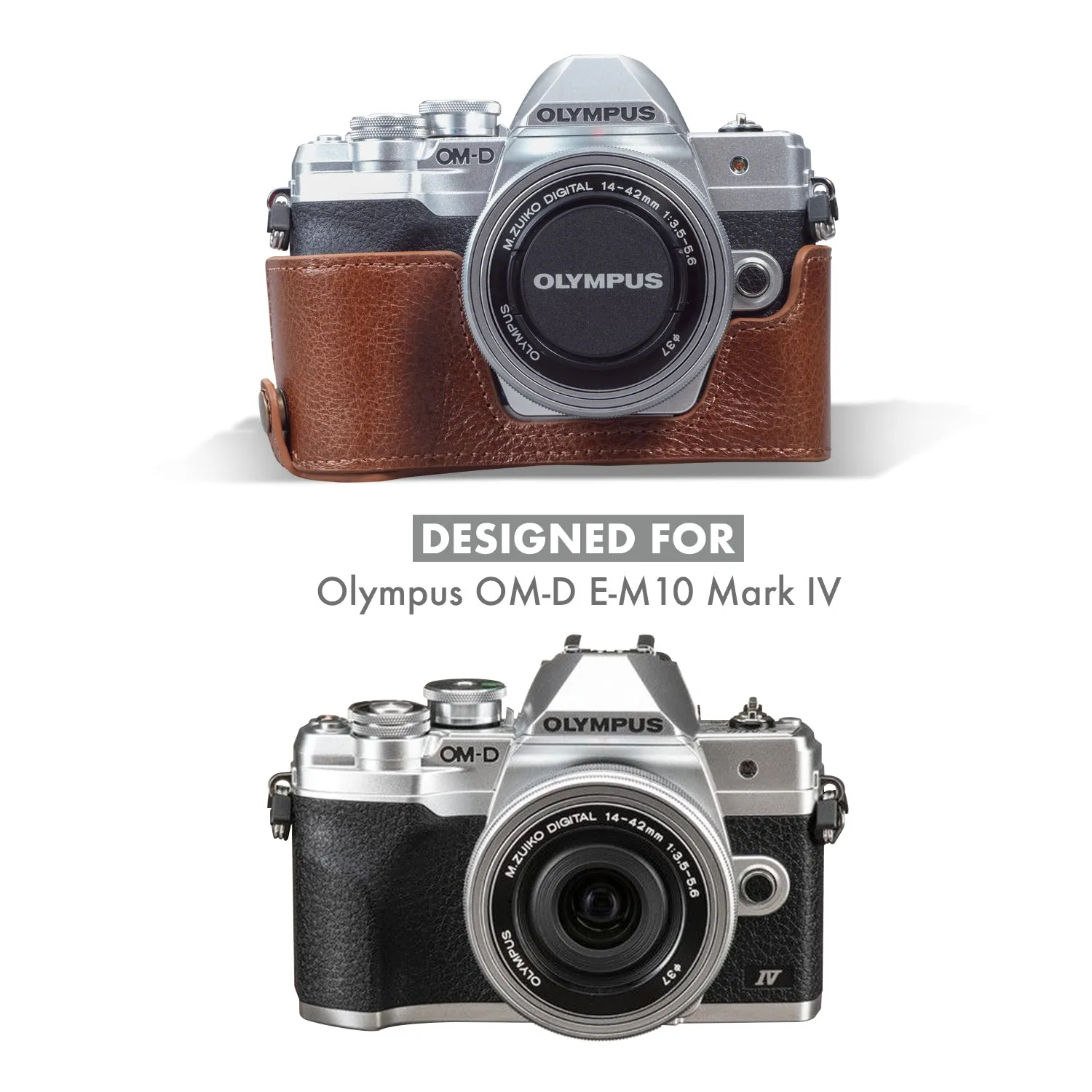 MegaGear Olympus OM-D E-M10 Mark IV Ever Ready Genuine Leather Camera Half Case